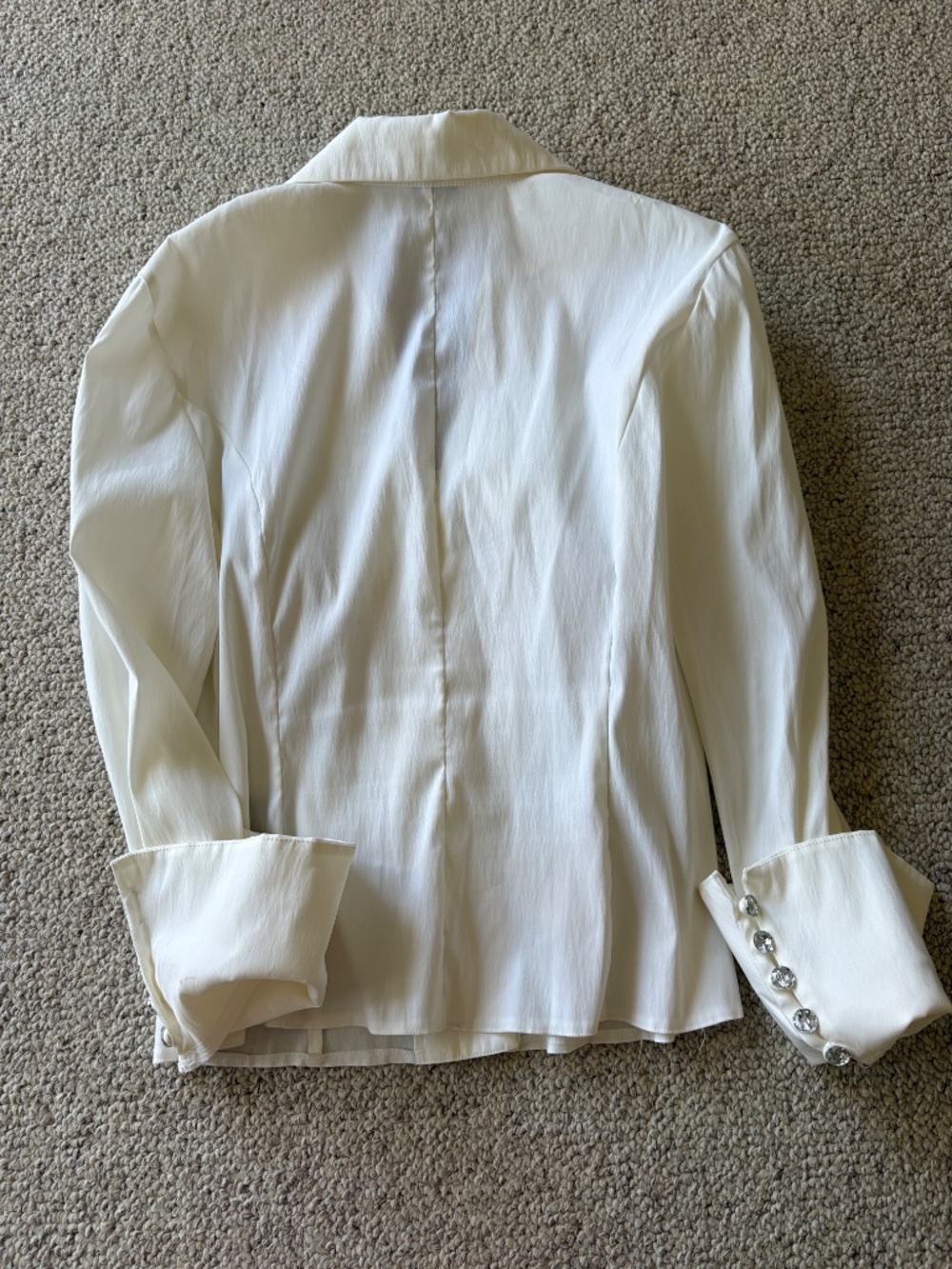 Cache Vintage Ruffle Tuxedo Blouse White Office Siren French Cuffs 12 Corporate - Picture 9 of 12